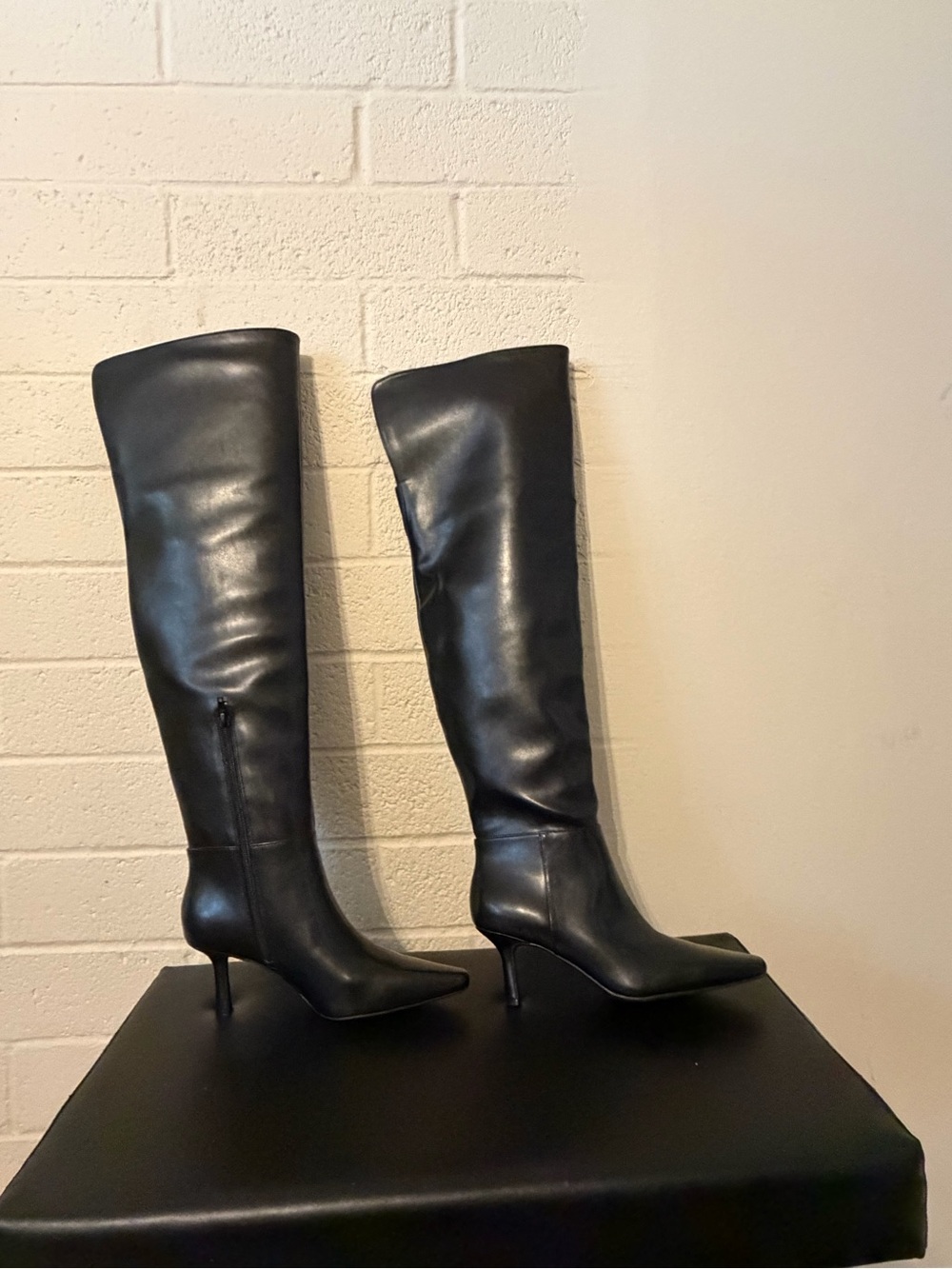 INC International Concepts Black Over-the-Knee Pointed-Toe Stiletto Boots - Picture 2 of 5